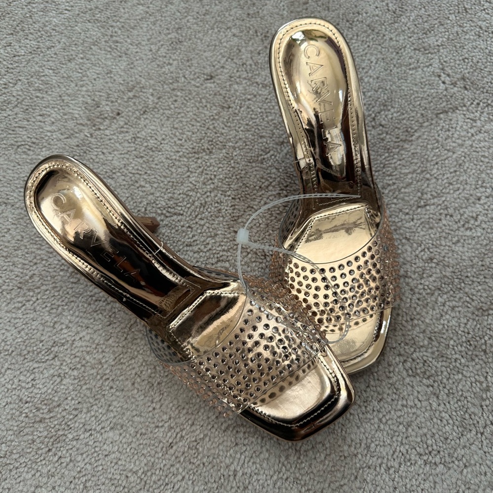 Caparros Gold Embellished Clear-Panel Mule
